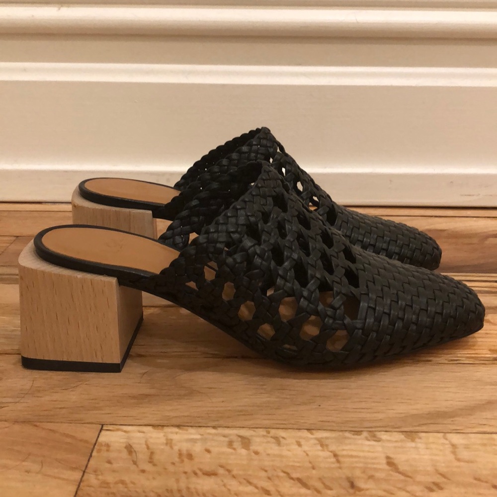 LOQ Ines Woven Leather Mules, size 36
